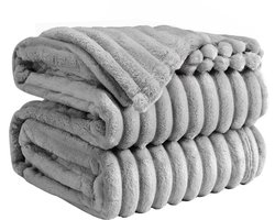 VAIVE Fleece deken 150 x 200 cm - Superzacht - Plaid voor Bank, Bed of Woonkamer Decoratie - Dekens - Plaids - Dekentje - Geribbeld – Grijs