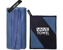VAIVE Microvezel handdoek - Strandlaken 100x200 - Badlaken - Reishanddoek Sneldrogend - Blauw