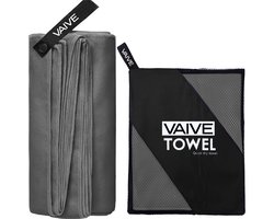 VAIVE Microvezel handdoek - Strandlaken 100x200 - Badlaken - Reishanddoek Sneldrogend - Grijs