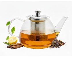 Vaja® Theepot Fay 1,4L - Theepot - Theepot met filter - Theekan - Theepot dubbelwandig - Glazen Theepot - Theepot Glas