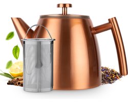 Vaja® Theepot Juliette Rosé - Theepot - Theepot met filter - Theekan - Theepot Dubbelwandig - RVS Theekan - 1 Liter
