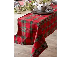 Vakantie Tafelkleed - Kerstkleed Tafel - Tafel Dekken - 100% Katoen - 60x84 inch - Rood en Groen