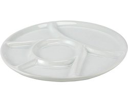 Vakjesbord - wit - 23 cm - 6 vakjes - fondue/gourmet/bbq bord - Dinerborden - Fonduebord - Gourmetbord - Barbecuebord
