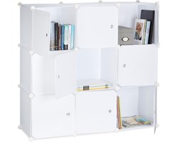 vakkenkast - 95 x 95 x 32 cm - 9 vakken - met deuren - kunststof - room divider - zwart