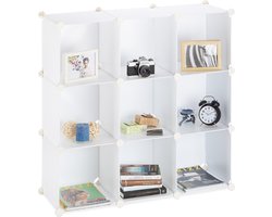 vakkenkast - 95 x 95 x 32 cm - 9 vakken - steekverbinding - kunststof - room divider - wit