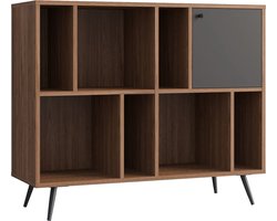 Vakkenkast Felipe Walnoot - MDF - Breedte 118 cm - Hoogte 76 cm - Diepte 40 cm - Met planken - Met openslaande deuren