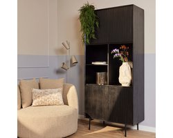 Vakkenkast Madison | Zwart Mangohout