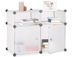 Vakkenkast met 4 Vakken en 2 Deuren - Praktisch Schoenenrek Klein, Transparant