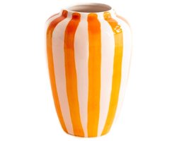 Val Pottery Foolish Funky Flower vaas XXL H30cm oranje streep