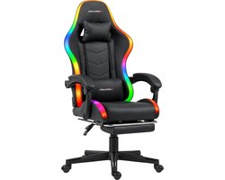 Valconx RGB - Met Voetsteun- Game Stoel - Met RGB Verlichting - Gaming Stoel - Ergonomische Bureaustoel - Gamestoel - Verstelbaar - Gaming Chair - Zwart