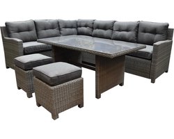 Valencia dining hoek loungeset 5-delig links antraciet wicker