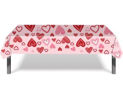 Valentijn Decoratie Tafelkleed Hartjes tafel Kleed Feest Versiering Roze Huwelijks Decoratie 137*274 cm - 1 Stuk