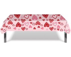 Valentijn Decoratie Tafelkleed Hartjes tafel Kleed Feest Versiering Roze Huwelijks Decoratie 137*274 cm - 2 Stuks