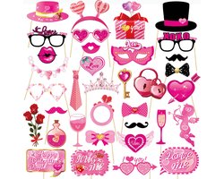 Valentijn Versiering Foto Props Valentijn Decoratie Fotoprops Verkleden Roze Wit Rood - 35 Stuks