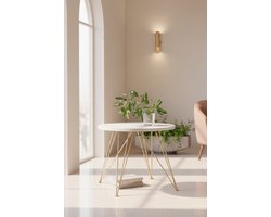 Valenza Round Extendable Dining Table – Modern Luxury Wood & Metal Table – Elegant Gold & White Finish – Seats 8–10 People – 100–176 cm Diameter – Sturdy Design, Easy Assembly, Extendable Table for Dining Room or Kitchen Industrial home