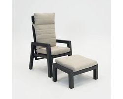 Valerio verstelbare stoel antraciet met hocker