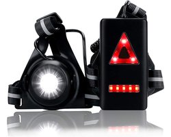 Valero oplaadbare hardloopverlichting met borstlamp & schijnwerper - Hardloop Verlichting – Hardloopvest met Verlichting – Hardloop Lampjes – Hardlooplicht – USB oplaadbaar – Veilig - Waterdicht – USB oplaadbaar – Borstlamp