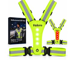 Valero Reflecterend LED Hardloopvest – Veiligheidsvest met Verlichting – Waterbestendig – Hardlopen, Fietsen & Wandelen