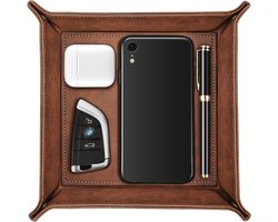 Valet Tray Desktop Storage Organizer - Premium PU Lederen Catchall Tray Nachtkastje Ijdelheid Tray Nachtkastje Caddy Houder voor Afstandsbediening, Sleutels, Telefoon, Portemonnee, Munten