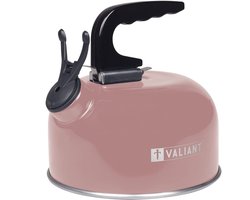 Valiant fluitketel voor camping, 1 liter, aluminium, roze