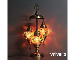 VALVELLO Turkse Mozaïek Tafellamp 3-Bol – Handgemaakt Glas Mozaïek – Oosterse Tafellamp – Bohemian Vintage Design – Multicolor Sfeerlamp
