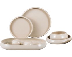 Vamora Moon - Serviesset 6 persoons - Serviessets - Bordenset - Eettafel serviesset - 27 delig - Taupe - Bondy - Porselein