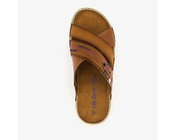 Van Beers leren heren slippers bruin - Maat 41