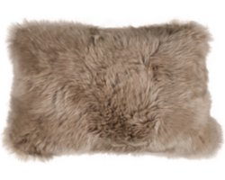 Van Buren - Nieuw-Zeelands schapenvacht kussen - Taupe 30x50cm - 100% echt schapenvaht