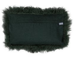 Van Buren - Tibetaans schapenvacht kussen - Groen 30x50cm - 100% echt schapenvacht