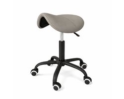 Van Delsem Zadelkruk - Verstelbaar in hoogte - Kapperskruk - Werkkruk - Zadelkruk & Draaikruk - Grijs