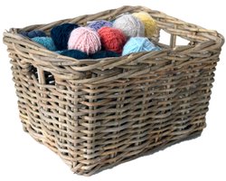 Van der Leeden Fietsmand - Bakkersmand - lichtbruin - 39 x 30 x 26 cm - gevlochten riet - bevestigen voorzijde