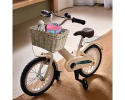Van der Leeden Fietsmand kinderfiets - Bakkersmand - lichtbruin - 34 x 24 x 20 cm - gevlochten riet - bevestigen voorzijde