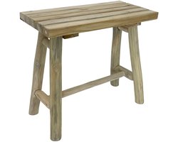 Van der Leeden Houten bankje - 43 x 21 x 38 cm - naturel - teakhout - zitbankje - krukje - bijzetkruk