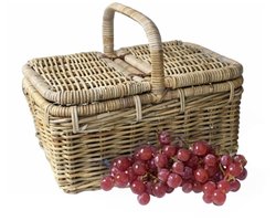 Van der Leeden Mand met hengsel - bruin - 50 x 35 x 25 cm - rotan - gevlochten riet - opbergmand - bloempot/plantenpot