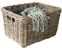 Van der Leeden Opbergmand - bruin - 50 x 40 x 30 cm - rotan - gevlochten riet - mand - opbergen