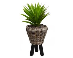 Van der Leeden Planten/bloemen mand - op pootjes - rotan gevlochten - D33 x H45 cm - drypot - plantenpot - bloempot - binnen/buiten