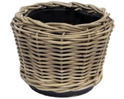 Van der Leeden Planten/bloemen mand - rotan - gevlochten riet - D27 x H22 cm - drypot - plantenpot - plantenmand - nestbaar