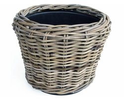 Van der Leeden Planten/bloemen mand - rotan - gevlochten riet - D36 x H28 cm - drypot - plantenpot - plantenmand - nestbaar