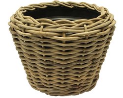 Van der Leeden Planten/bloemen mand - rotan - gevlochten riet - D57 x H43 cm - drypot - plantenpot - plantenmand - nestbaar