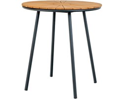 Van der Linden | Cleveland Café Tafel | natuurlijk teak | metaal | ø70x74 cm | bijzettafel | bijzettafel buiten | bijzettafel industrieel | salontafel | klein bijzettafeltje | Wood Selections