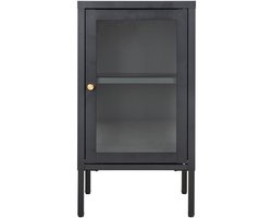 Van der Linden | kast | zwart | staal en glas | 80x40x180 cm | Vitrinekast | vitrinekast met glas | vitrinekast industrieel | vitrinekasten woonkamer | Wood Selections