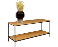 Van der Meer | TV-tafel | zwart | staal en eikenhout | 100x36x45 cm | sidetable | haltafel | wandtafel | sidetable industrieel | tafeltje | Wood Selections