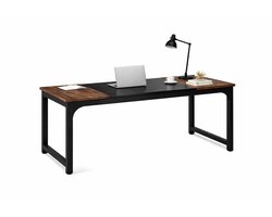 Van Elmont Directiebureau - Bureau - Computerbureau - Computertafel - Bureautafel voor Thuiskantoor - Metalen frame - 80 x 160 x 75 cm - Bruin