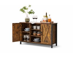 Van Elmont Dressoir - Kasten - Keuken Kast - Opbergkasten met deuren - 35x100x70 - Bruin/Zwart - Woonkamer - Hal - Industrieel