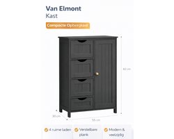 Van Elmont Kast - Ladenkast - Ladekast - Ladenkastje - Slaapkamer Kasten - Opbergkast - Badkamerkast - 30 × 55 × 82 cm - Zwart