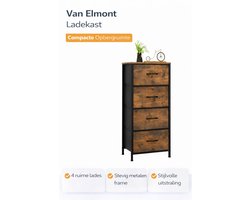 Van Elmont Ladekast - Ladenkastje - Ladenkast - Ladekastje - Ladekasten Slaapkamer - Commode - Afmeting 30 x 39,6 x 95,2 Cm