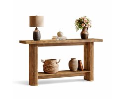 Van Elmont Wandtafel - Consoletafel - Sidetable - Bijzettafel - Haltafel - Console tafel - Bruin - Industrieel - 30cx 140 x 80 cm - Voor Hal - Woonkamer - Entree