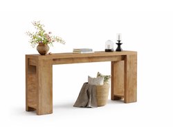 Van Elmont Wandtafel - Consoletafel - Sidetable - Bijzettafel - Haltafel - Console tafel - Hout - Bruin - Industrieel - 30 x 160 x 85 cm - voor Hal - Woonkamer - Entree