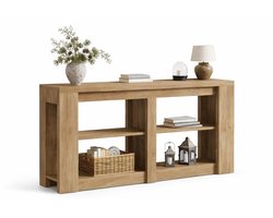Van Elmont Wandtafel - Consoletafel - Sidetable - Bijzettafel - Haltafel - Console tafel - Hout - Bruin - Industrieel - 35 x 150 x 85 cm - voor Hal - Woonkamer - Entree