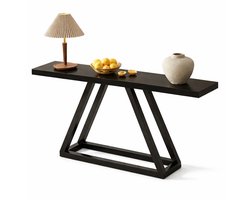 Van Elmont Wandtafel - Consoletafel - Sidetable - Bijzettafel - Haltafel - Console tafel - Zwart - Industrieel - 30 x 160 x 80 cm - voor Hal - Woonkamer - Entree